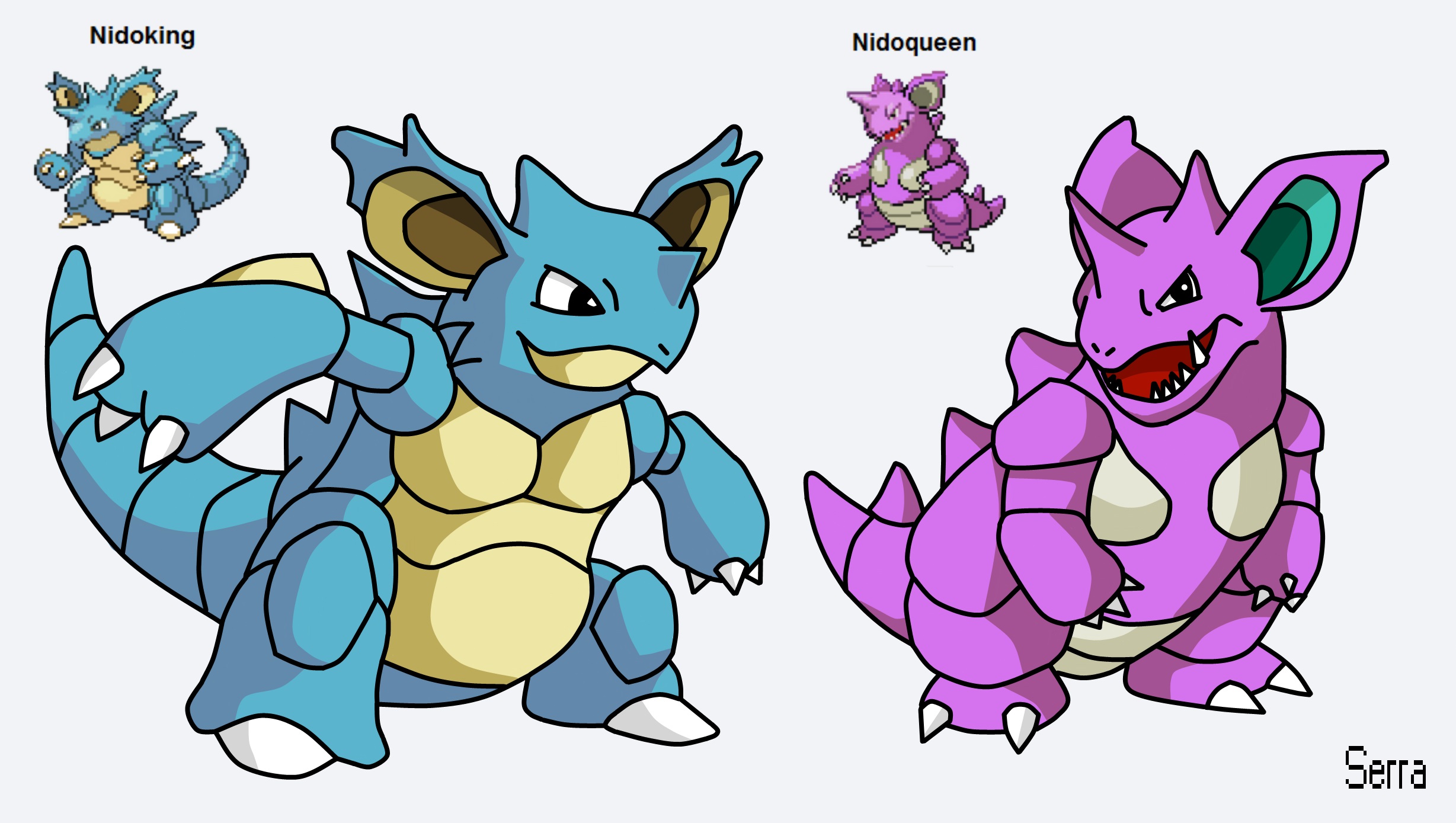 Pokemon Fusion Nidoking And Nidoqueen By Theserravich On