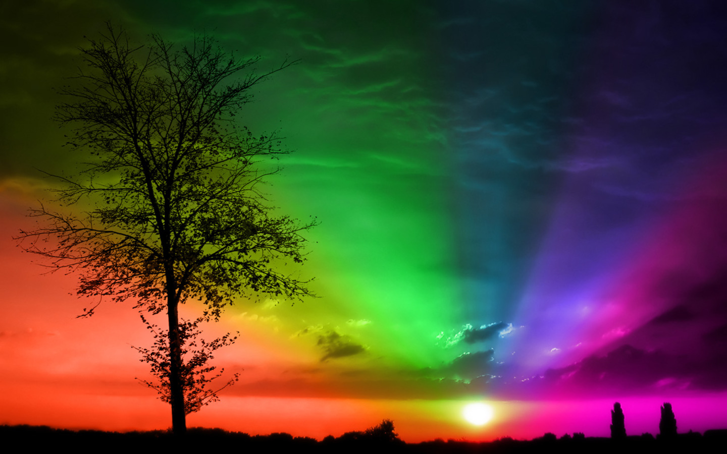 Hq Rainbow Sunset Wallpaper
