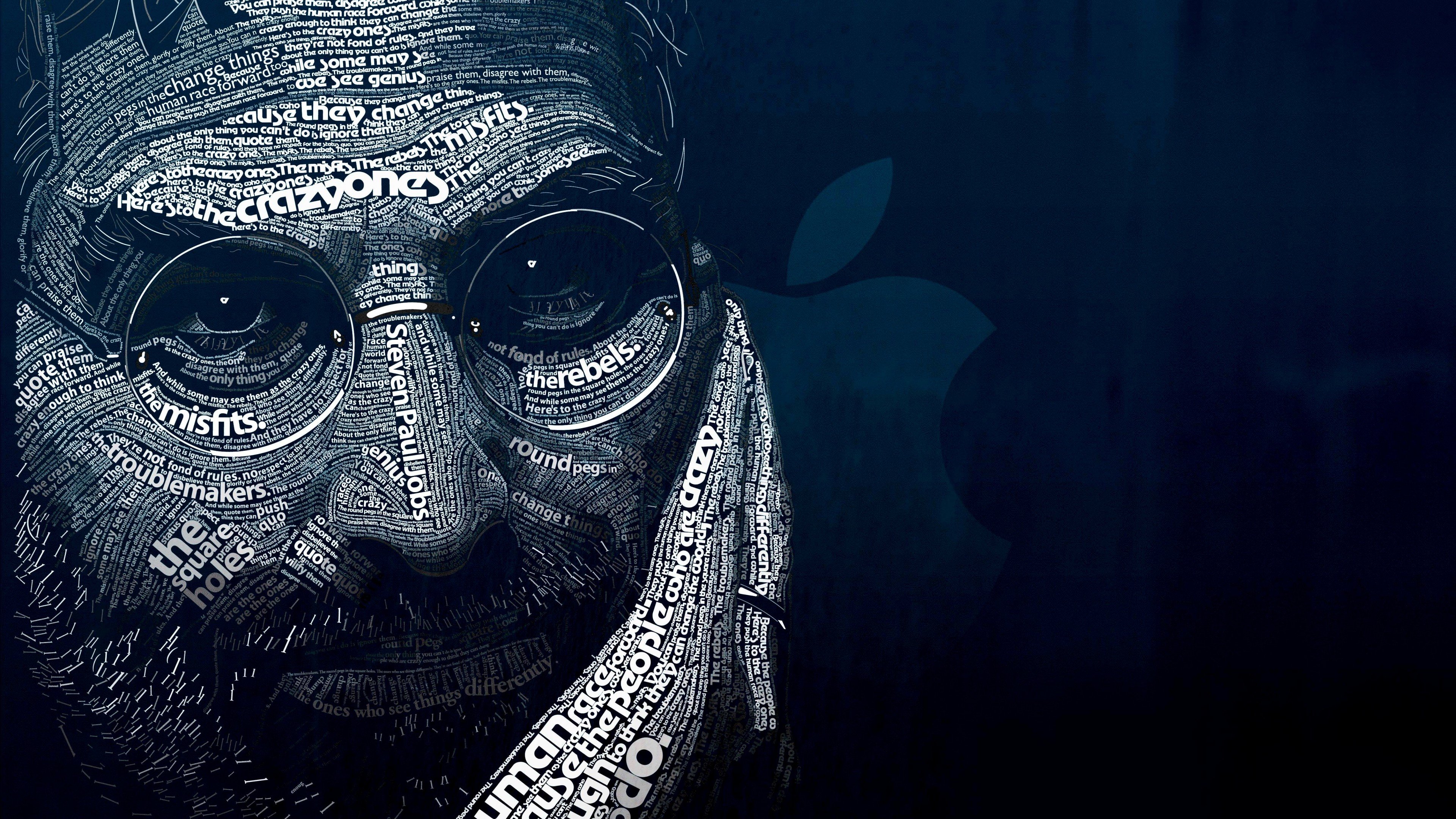 Steve Jobs Typographic Portrait Wallpaper for Desktop 4K x