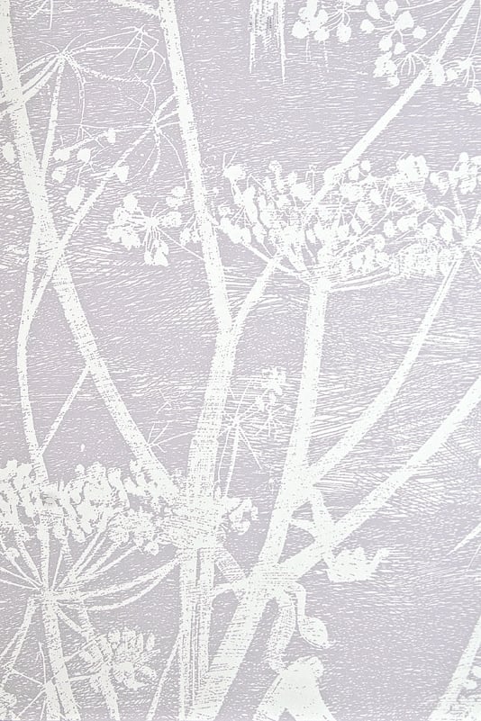 Cow Parsley Restyled Wallpaper Lilac grey wallpaper with white cow 534x801