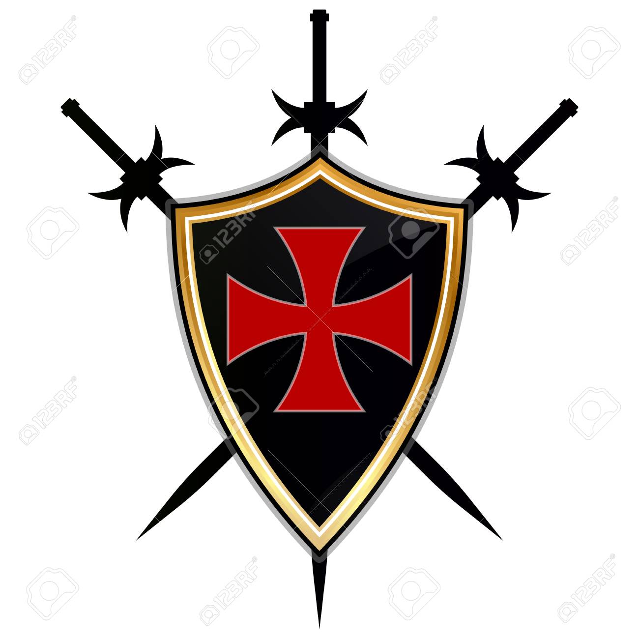 Templar Armor Battle Cross Knight Red Shield Ancient