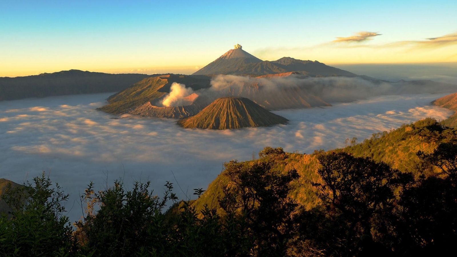 Bromo Volcano At Sunrise Java Indonesia Desktop Wallpaper Nr
