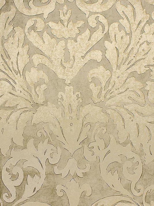 Tivoli Damask Wallpaper Gold drawn damask design wallpaper on pale
