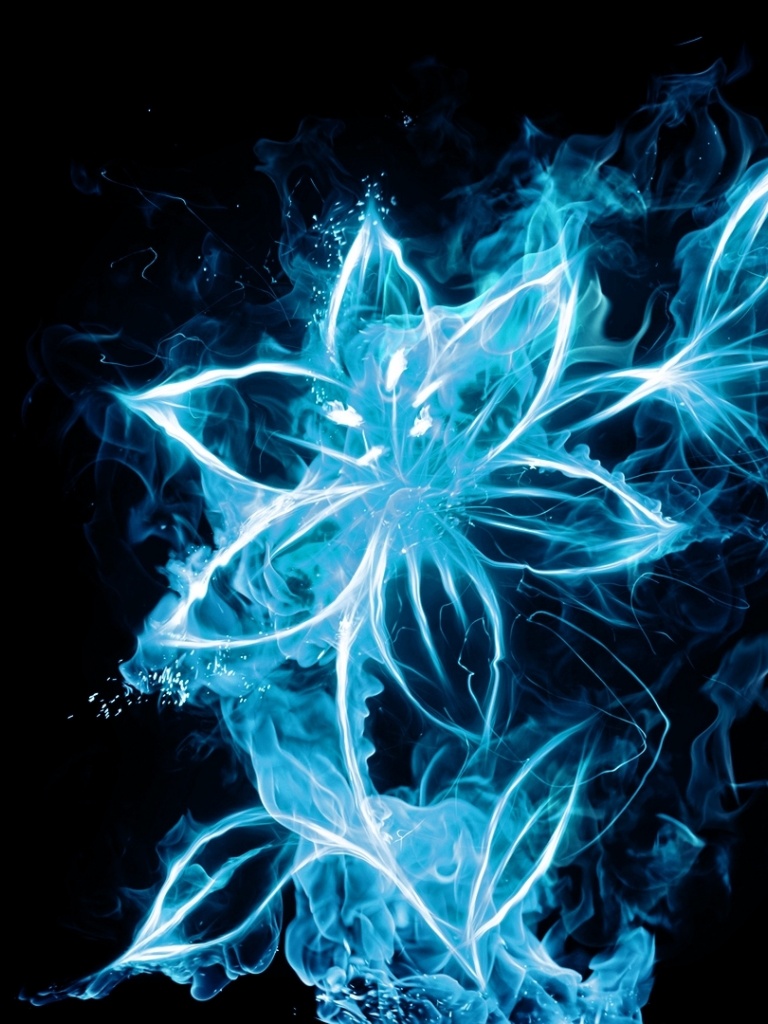 Abstract Light Blue Flower iPad Wallpaper