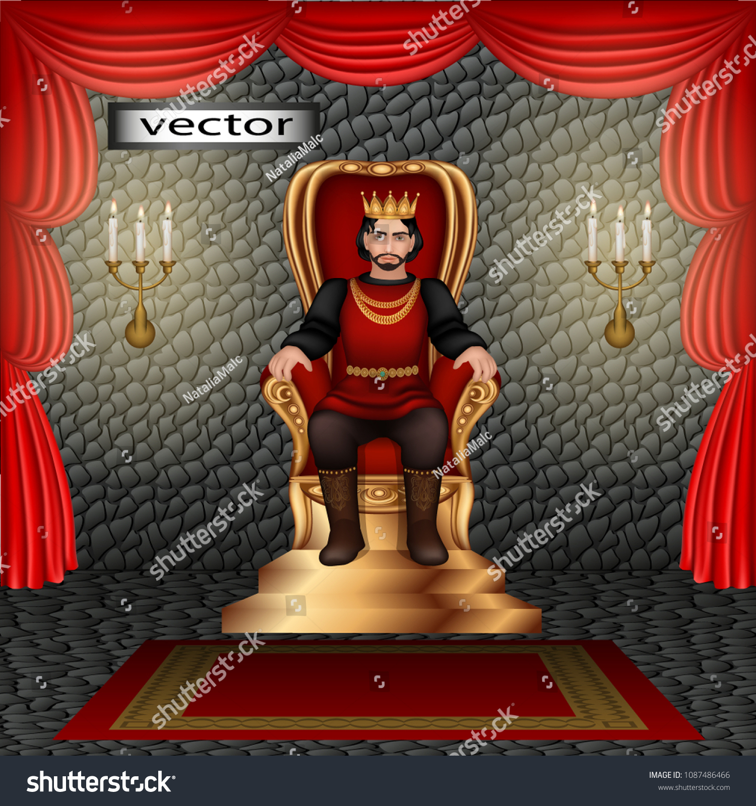 Vector Illustration Isolated Layers King Throne Stock Vector