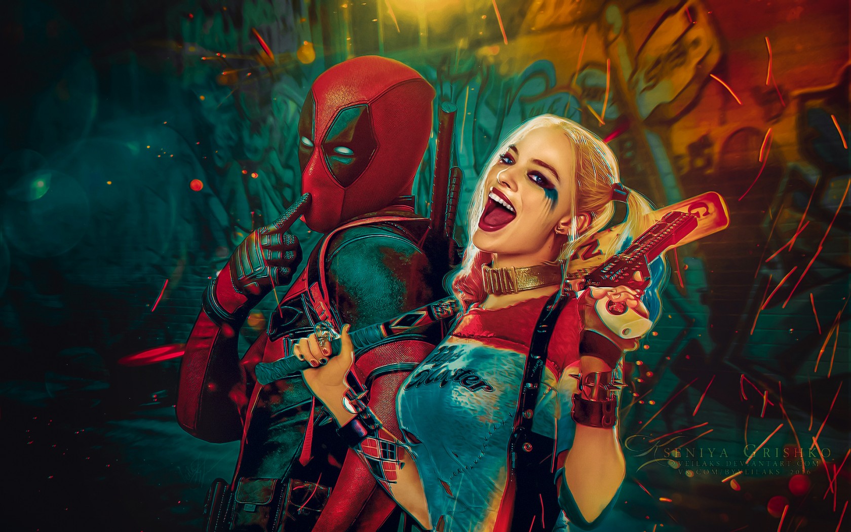 Deadpool And Harley Quinn Wallpaper HD Desktop Background