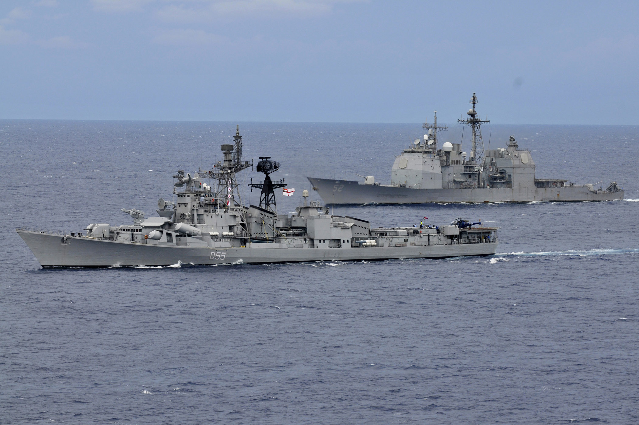 Indian Navy Warships At Malabar Naval Exercise Wallpaper Aa
