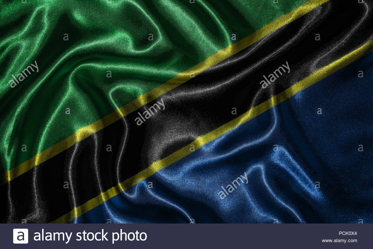 Tanzania Flag Fabric Of Country Background And