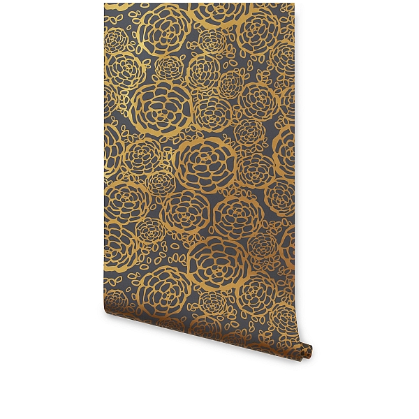 Petal Pusher Gray Gold Wallpaper Roll Hygge And West Oh Joy