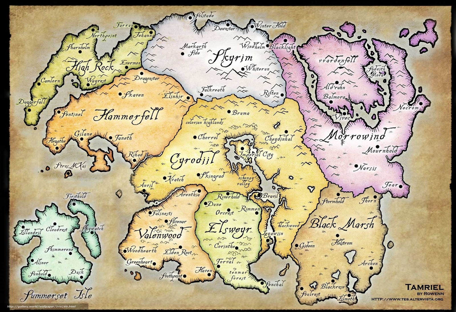 Wallpaper Map Tamriel Skyrim Morrowind Desktop