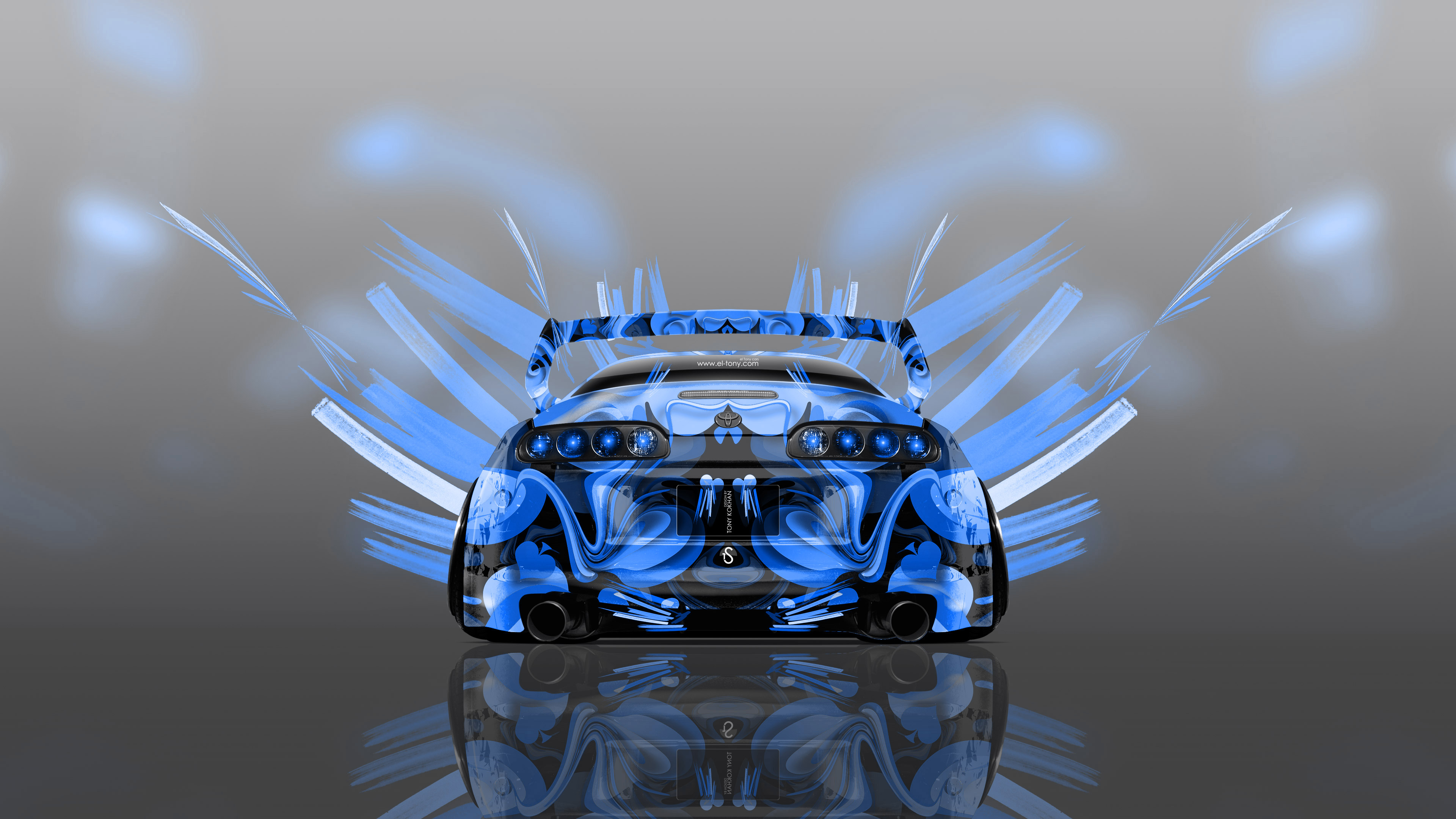 JDM Back Super Abstract Aerography Car 2014 Blue Colors 4K Wallpapers