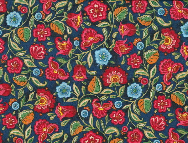 Vibrant Blue Multi Large And Small Floral Print By Five5cats On