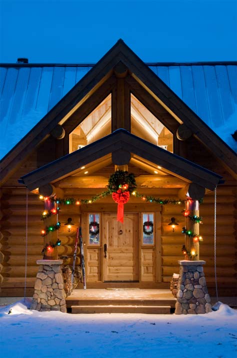 Christmas Log Cabin Wallpaper A In The Center Of