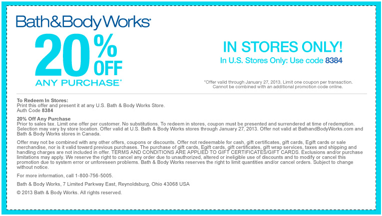 bath and body works in store coupon