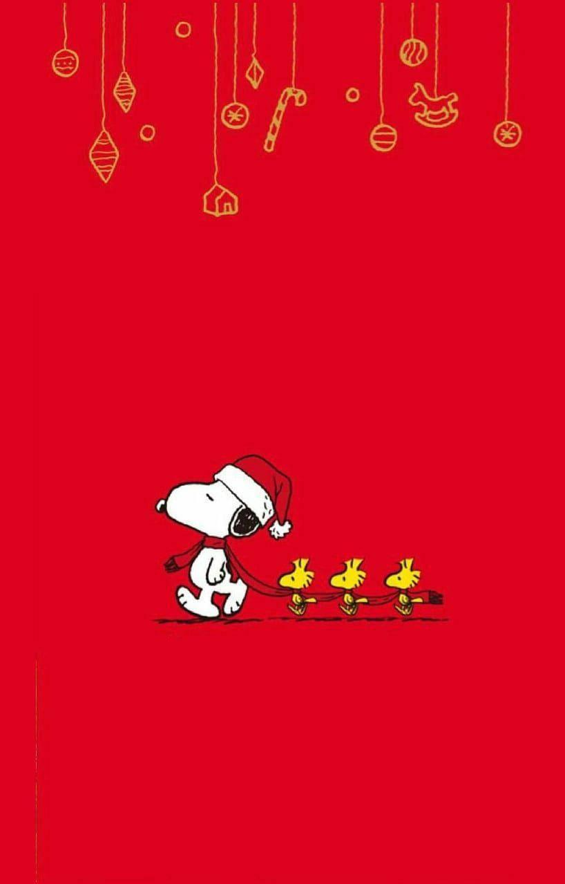 Snoopy Christmas Red Scarf Wallpaper