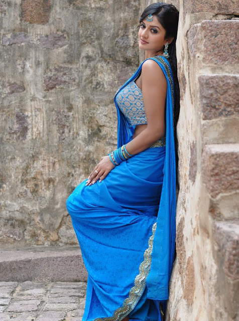 Actress Side Blue Saree Hot Photo Still Vimala Raman New Image