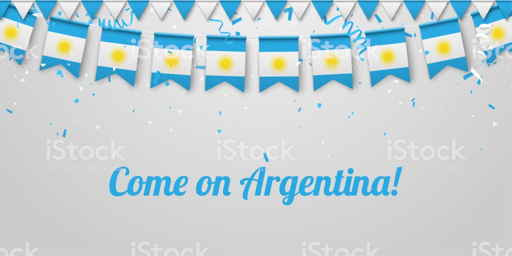 E On Argentina Background With National Flags Stock