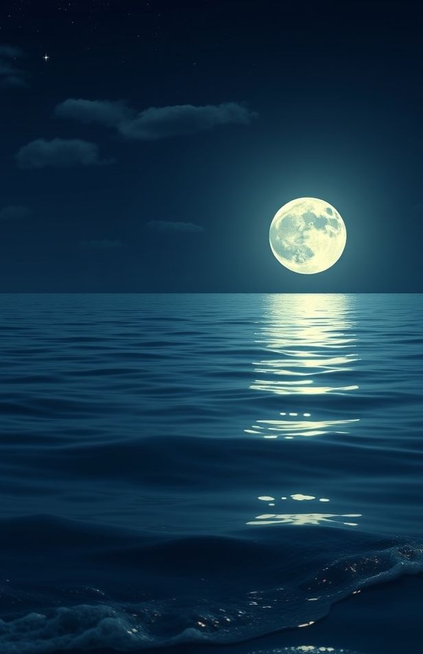Moon Over Ocean Wallpaper