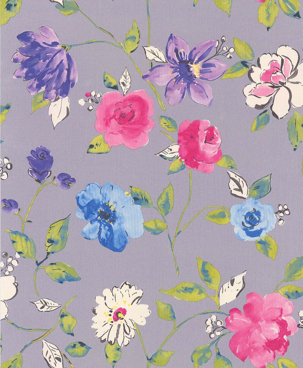 Bold Floral By Galerie Purple Wallpaper Direct