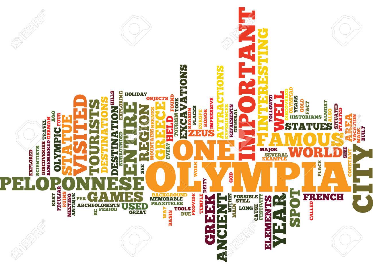 The Ancient Olympia Text Background Word Cloud Concept Royalty