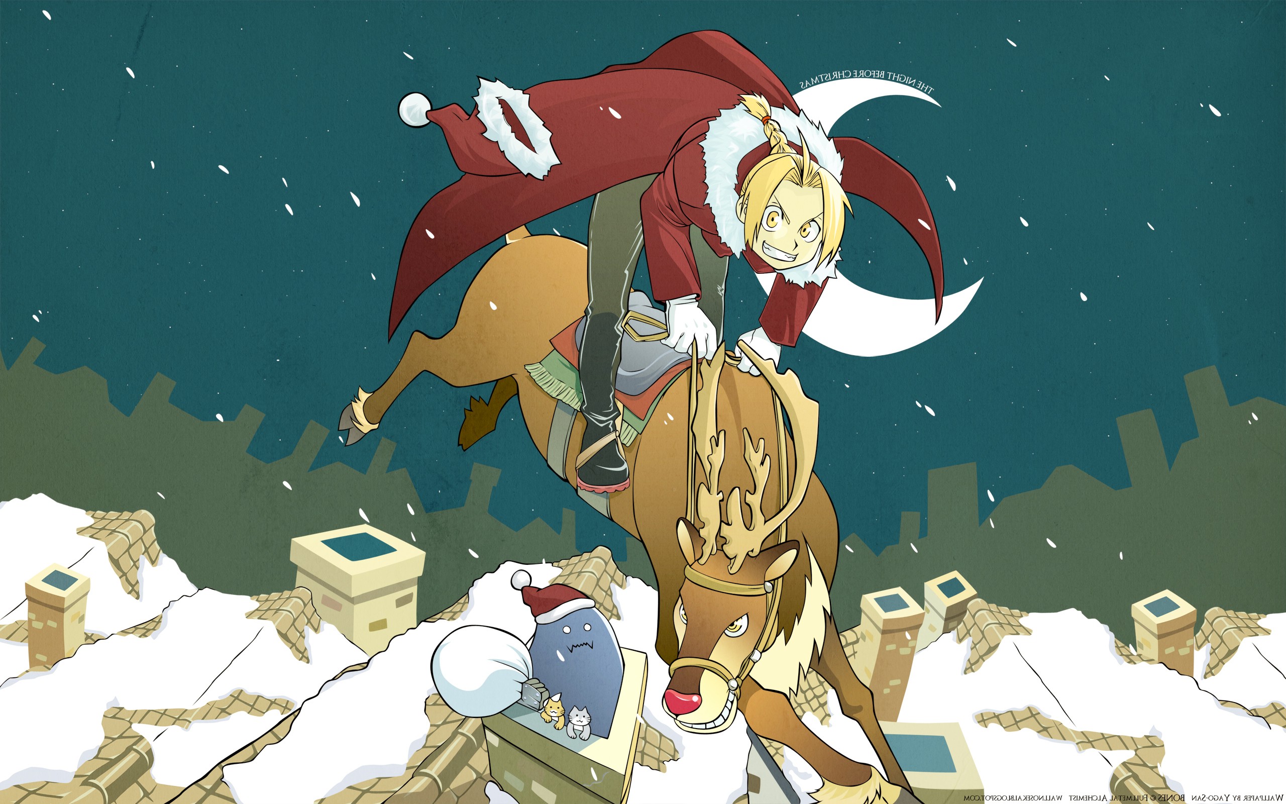 Elric Edward Alphonse Anime Christmas Wallpaper