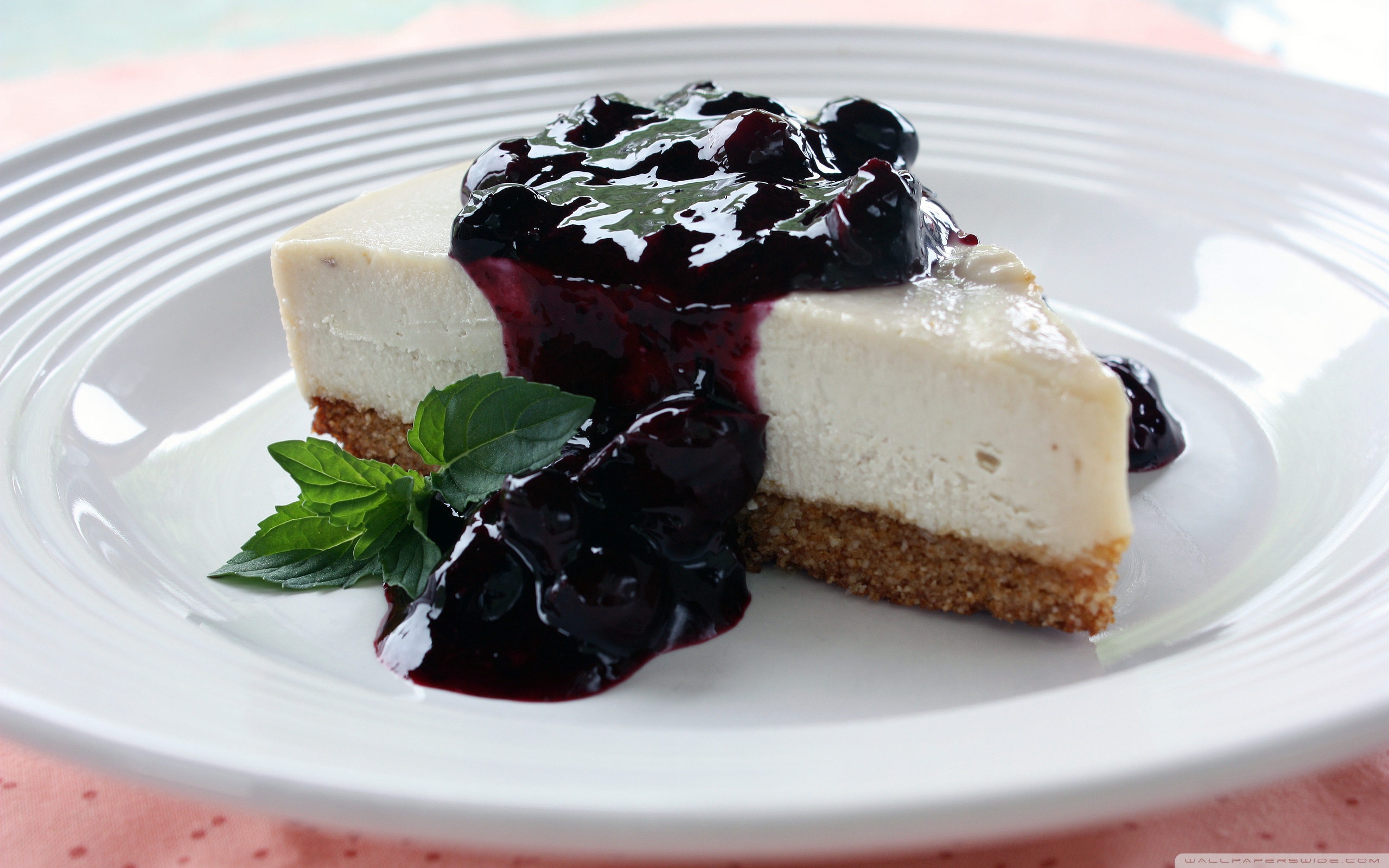 Cheese Cake With Blueberry Sauce 4k HD Desktop Wallpaper For