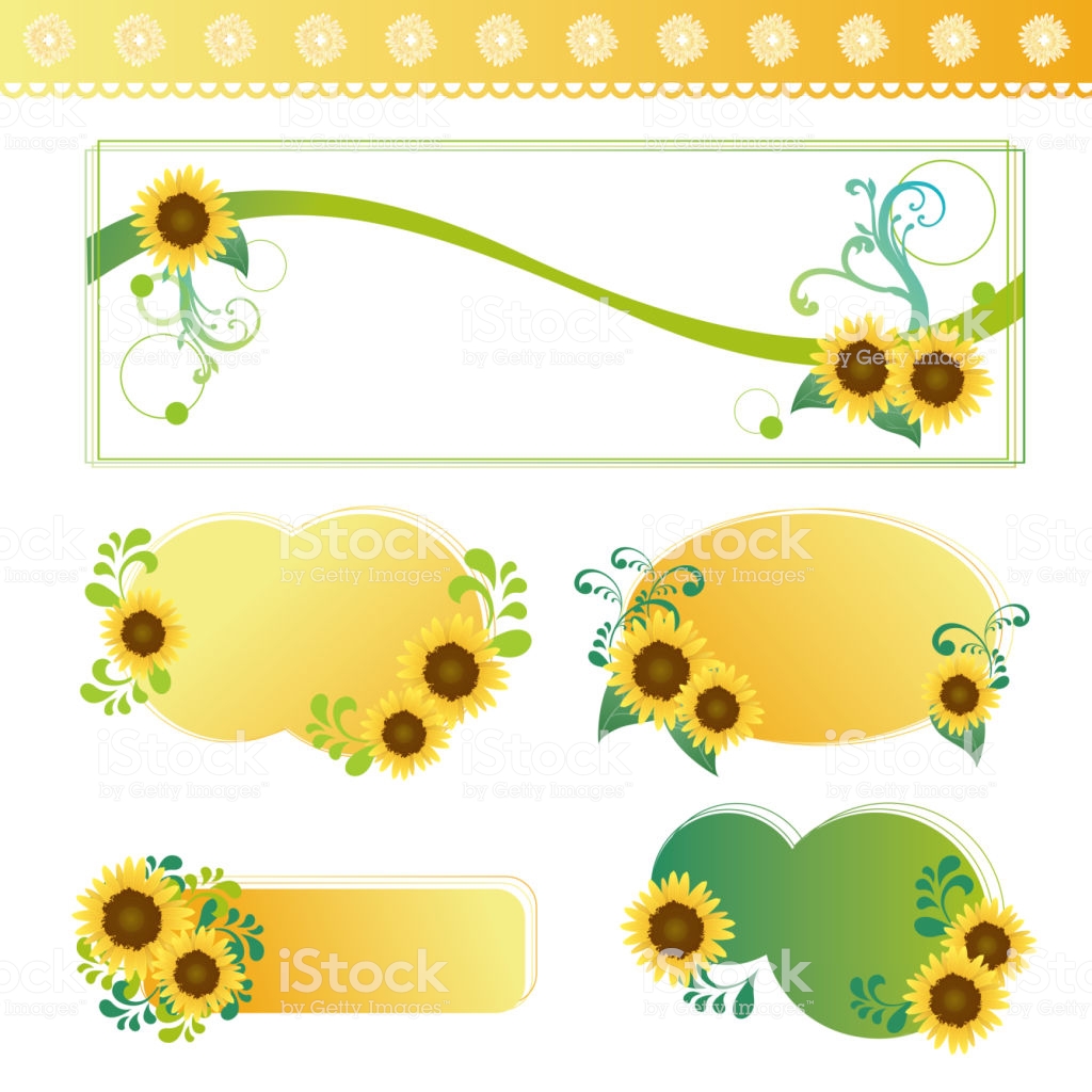 Set Of Sunflowers Background Stock Illustration Image