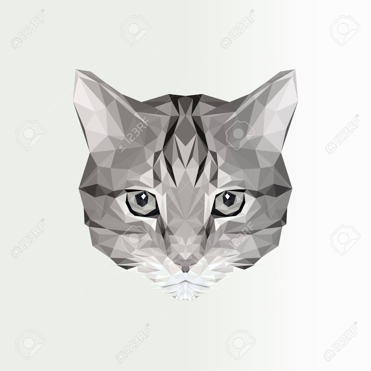 Vector Illustration Of Low Poly Cat Icon Geometric Polygonal