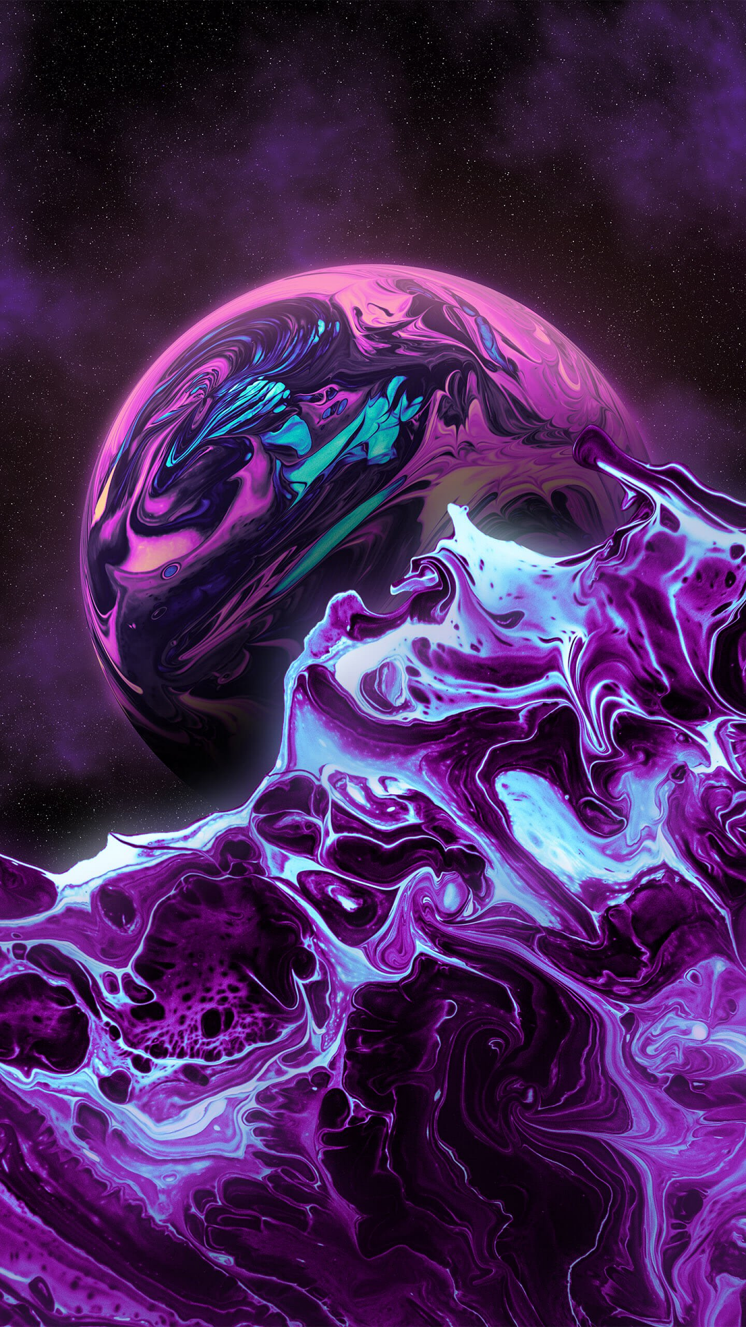 Vivid purple and blue nebula with a planet in the background, perfect for a cool PC wallpaper