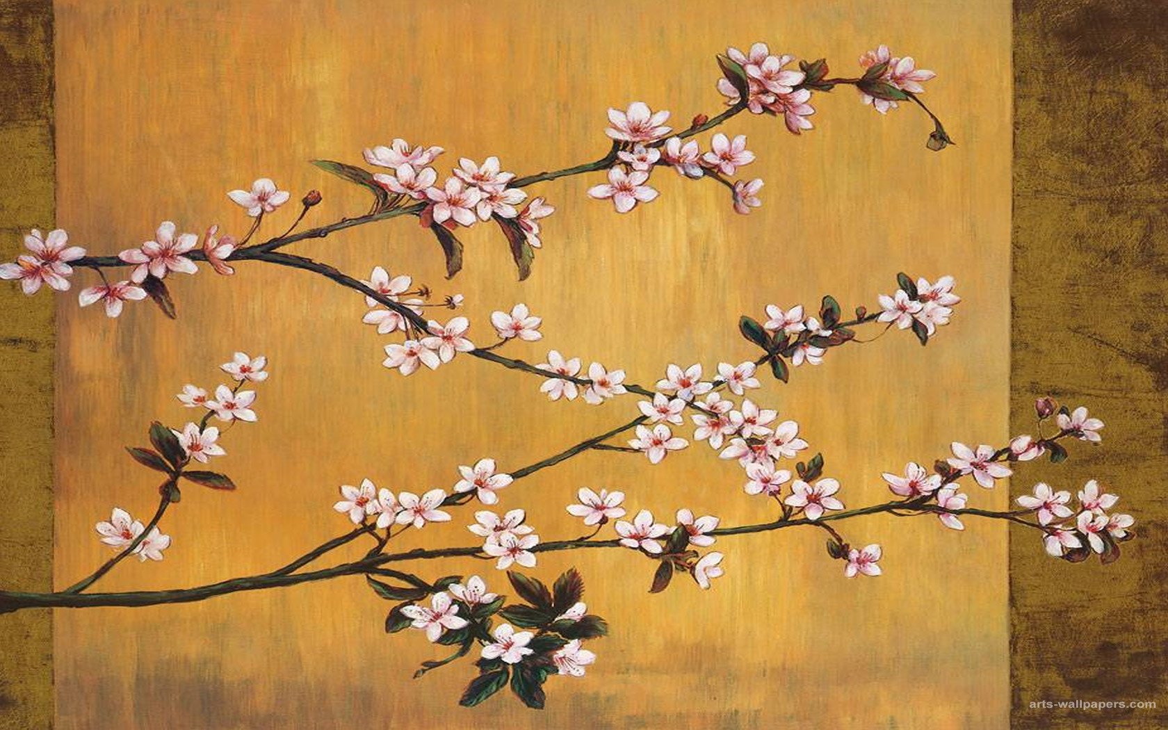 Cherry Blossoms Wallpaper Paintings Art Print