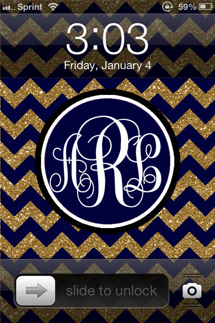 iPhone Monogram Wallpaper Gold Glitter And Navy By Nreese47
