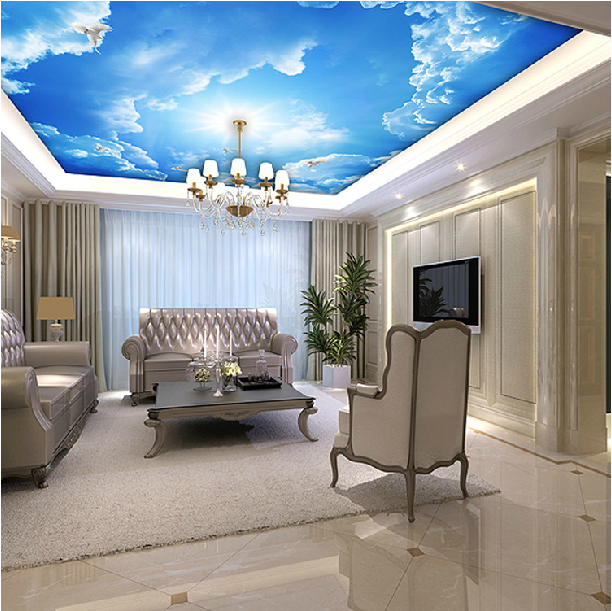 Free Download Large 3d Mural Blue Sky Ceiling Wallpaper