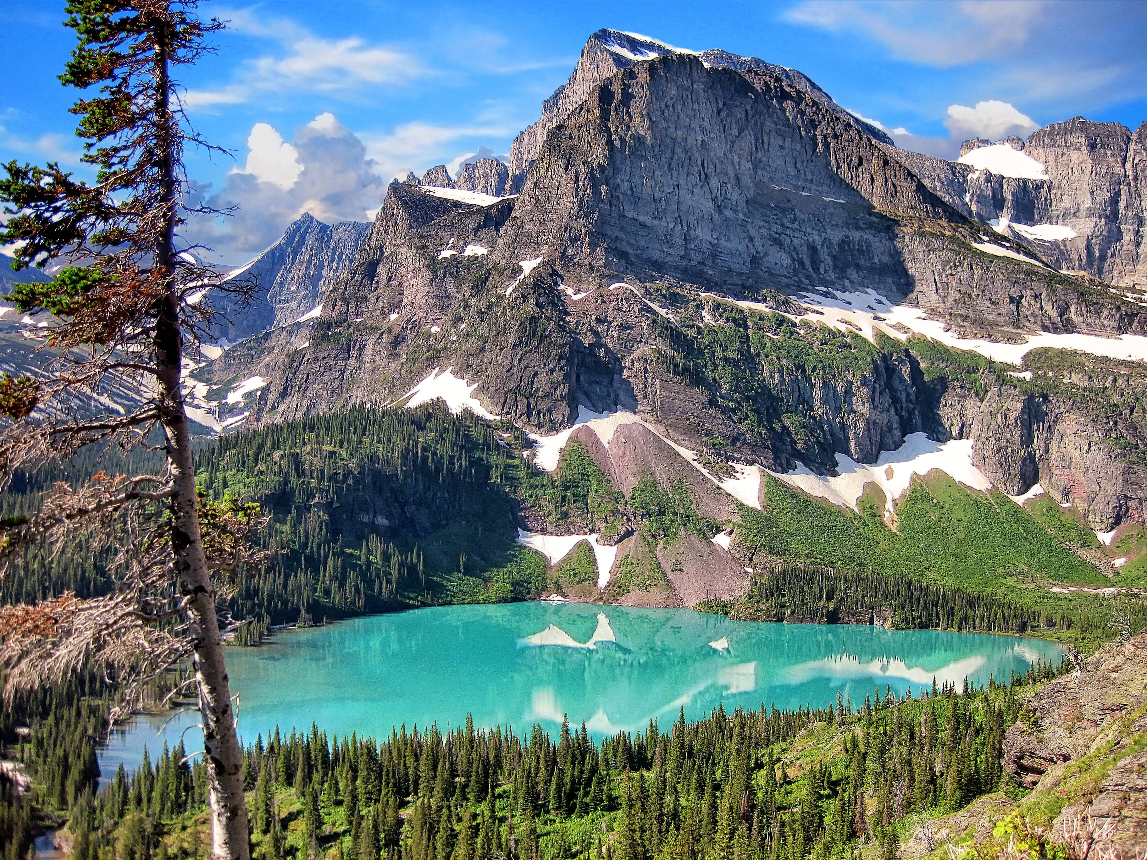 Glacier National Park Mountains Lake Landscape Wallpaper Background