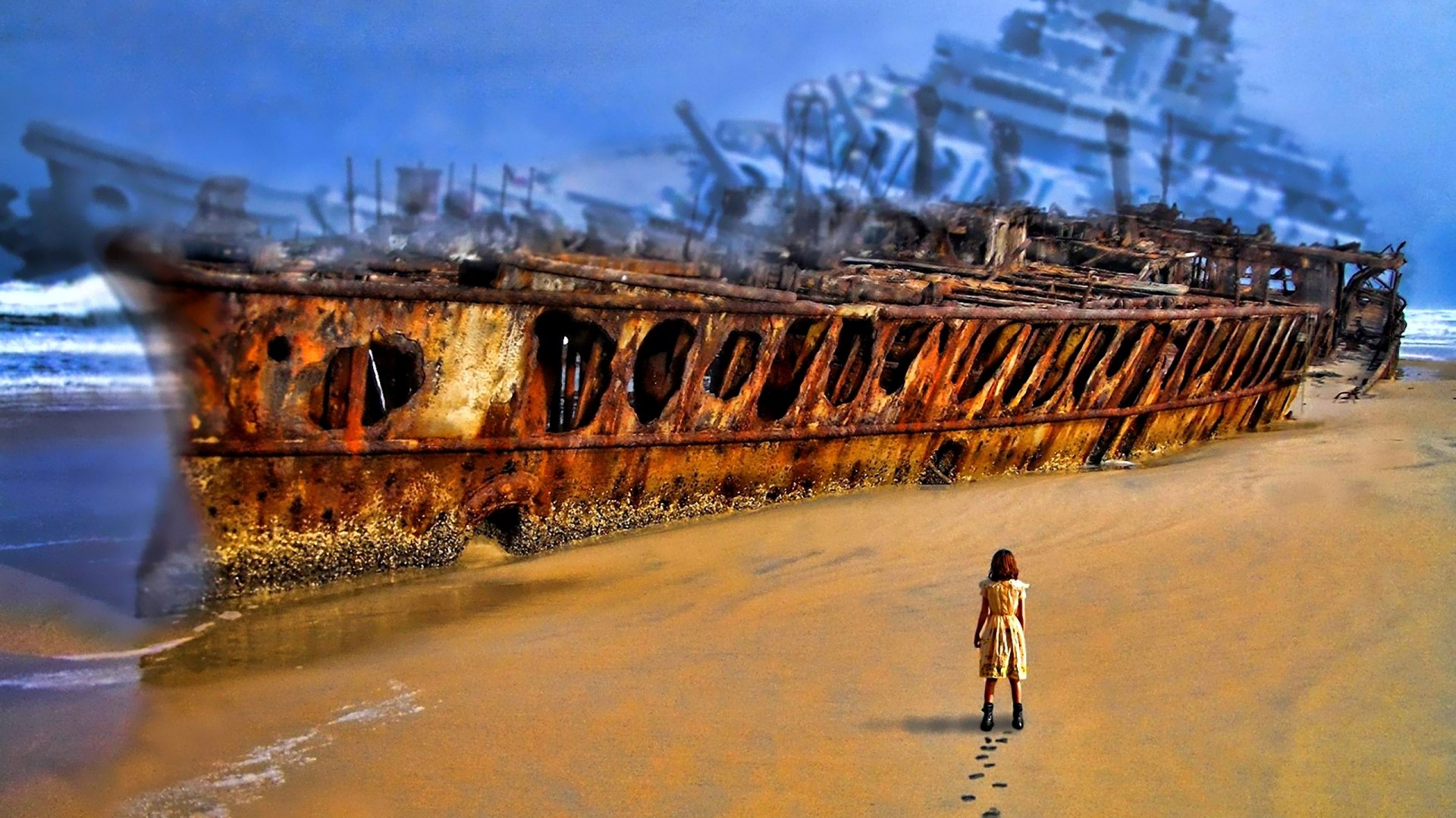 Wreck Weapons Ship Beaches Ruin Fi Background Decay Art