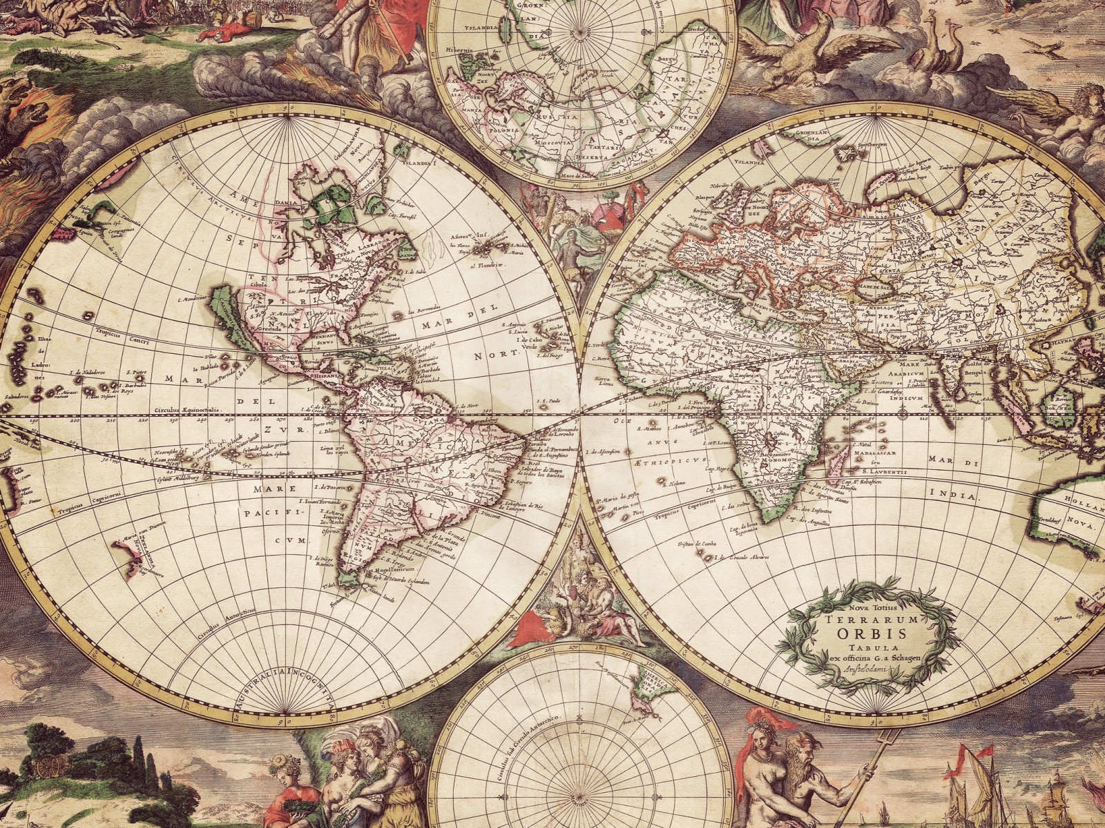 World Map With Engravings Wallpaper And Image Pictures