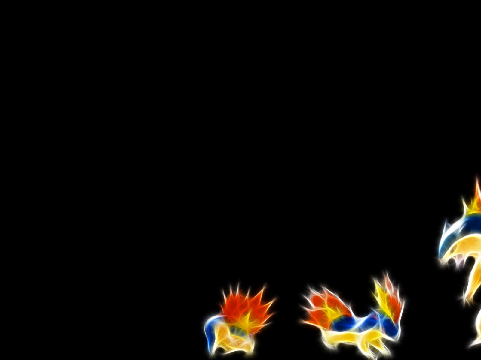 Cyndaquil Typhlosion Quilava Black Background Wallpaper