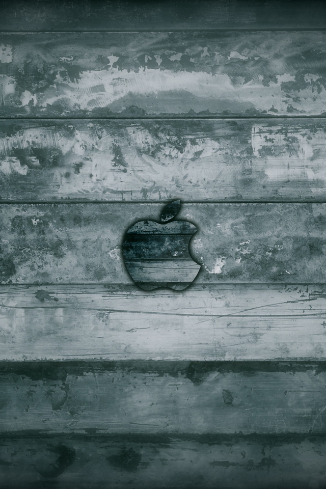 Apple Logo In Old Wood iPhone Wallpaper