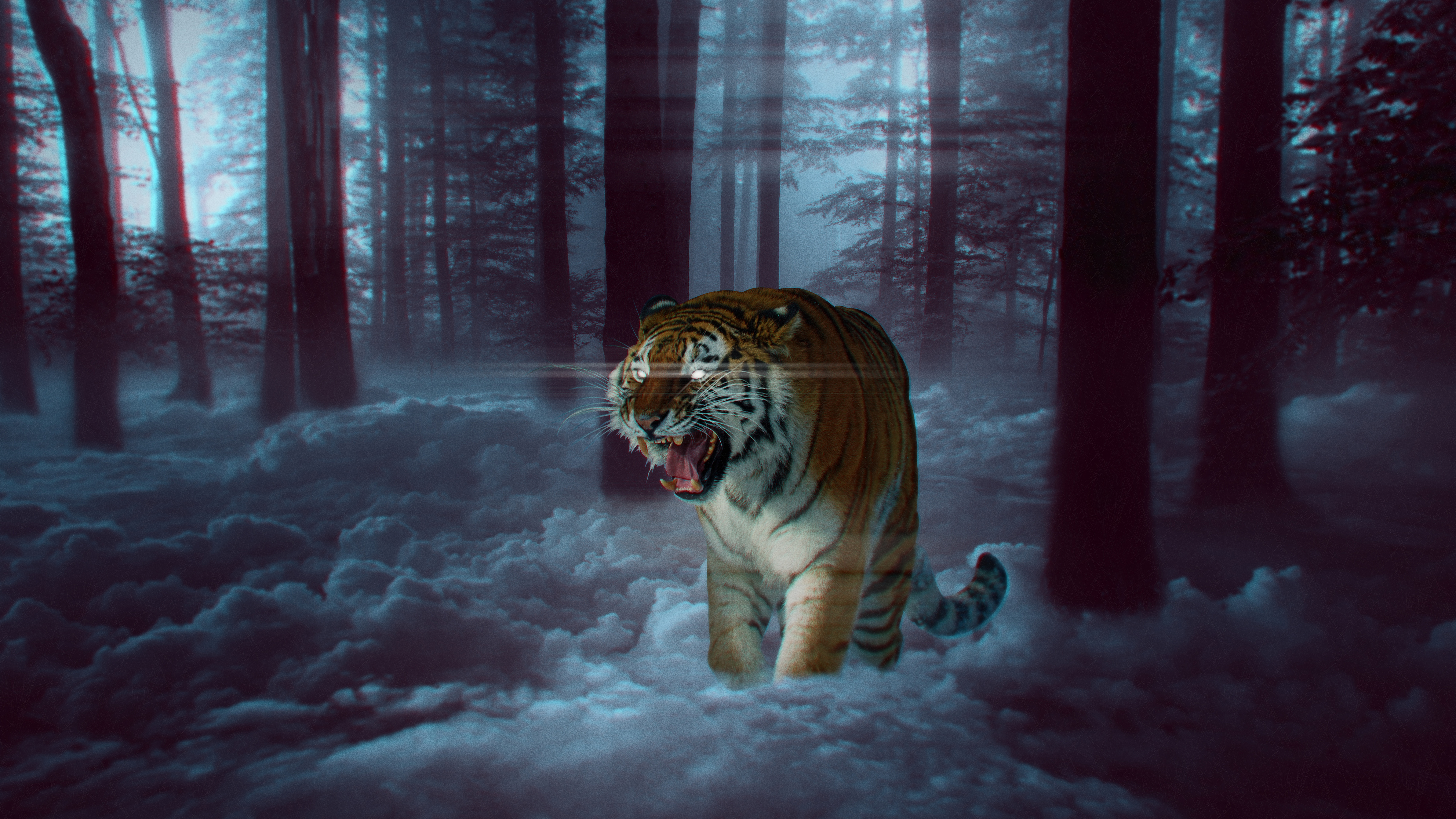 Mystic Tiger In Forest 4k 8k Wallpaper
