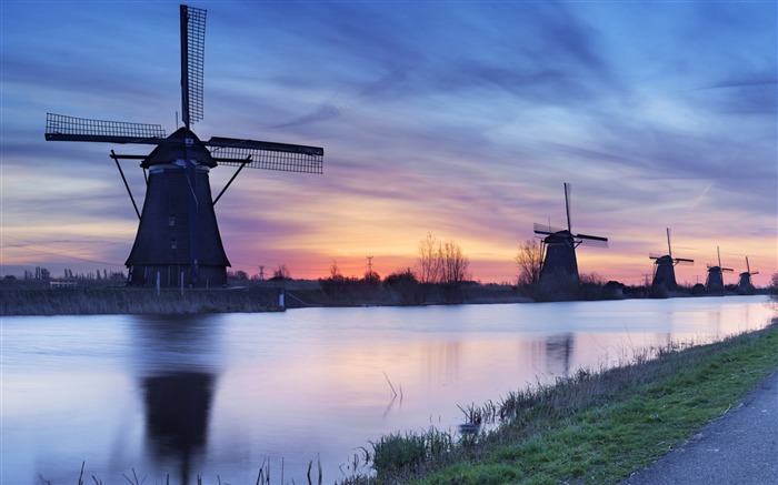 Dutch Windmill Kids Dams Windows Themes Wallpaper