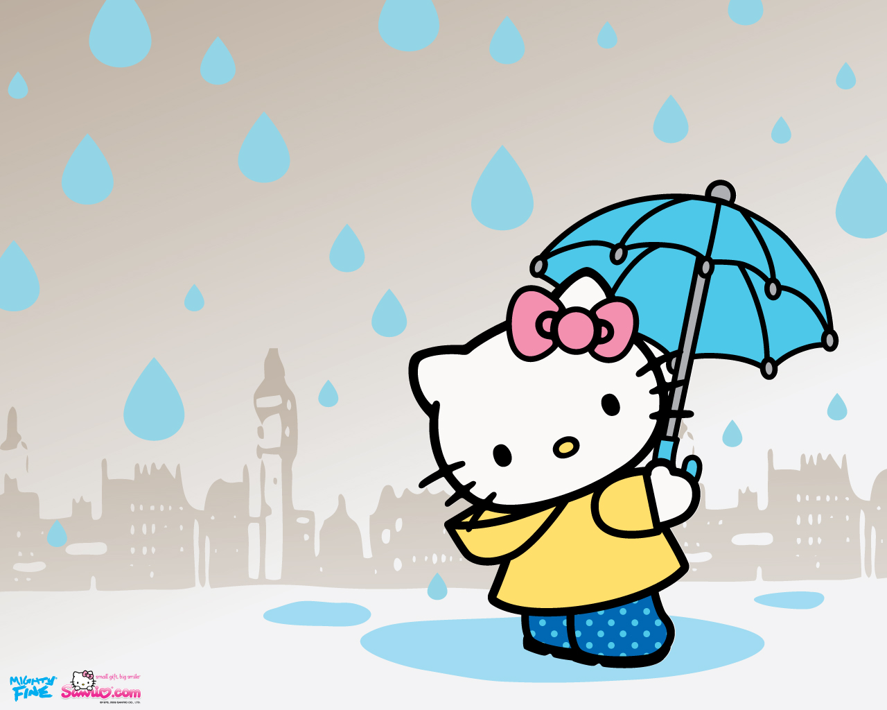 Hello Kitty Wallpaper Background With Standing In The Rain