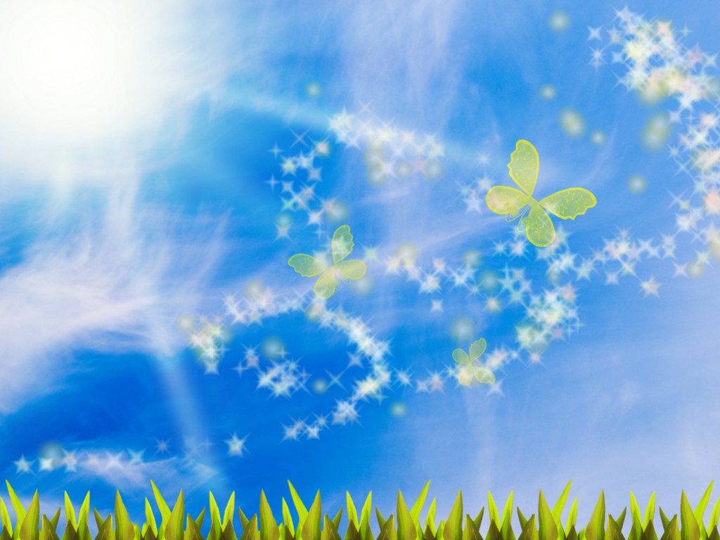 Summer Day With Flower And Butterflies Background For Powerpoint