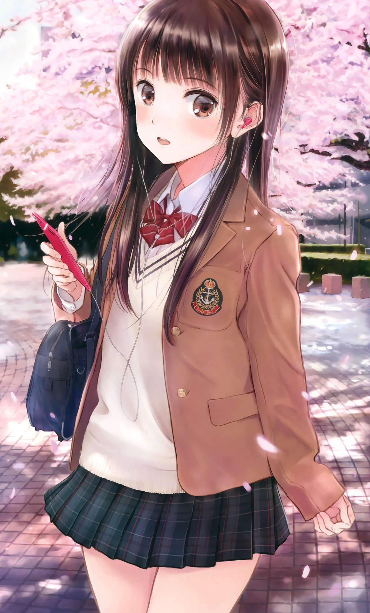 Anime Cute School Girl iPhone HD 4k Wallpaper Image