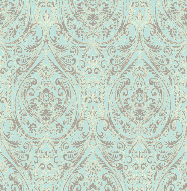 Gypsy Turquoise Damask Wallpaper Swatch Farmhouse By