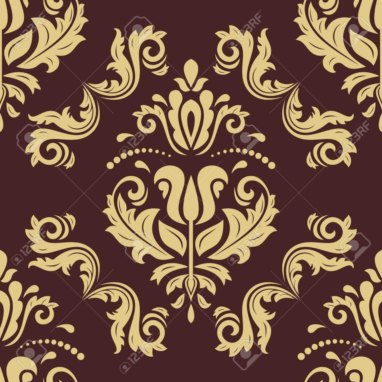 Orient Vector Classic Golden Pattern Seamless Abstract Background