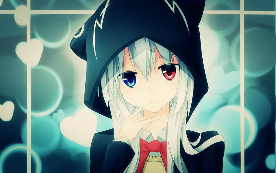 Download Red Blue eyed Anime Girl Hoodie Wallpaper