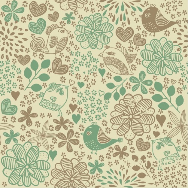 Floral Pattern With Birds Vintage Background Vector