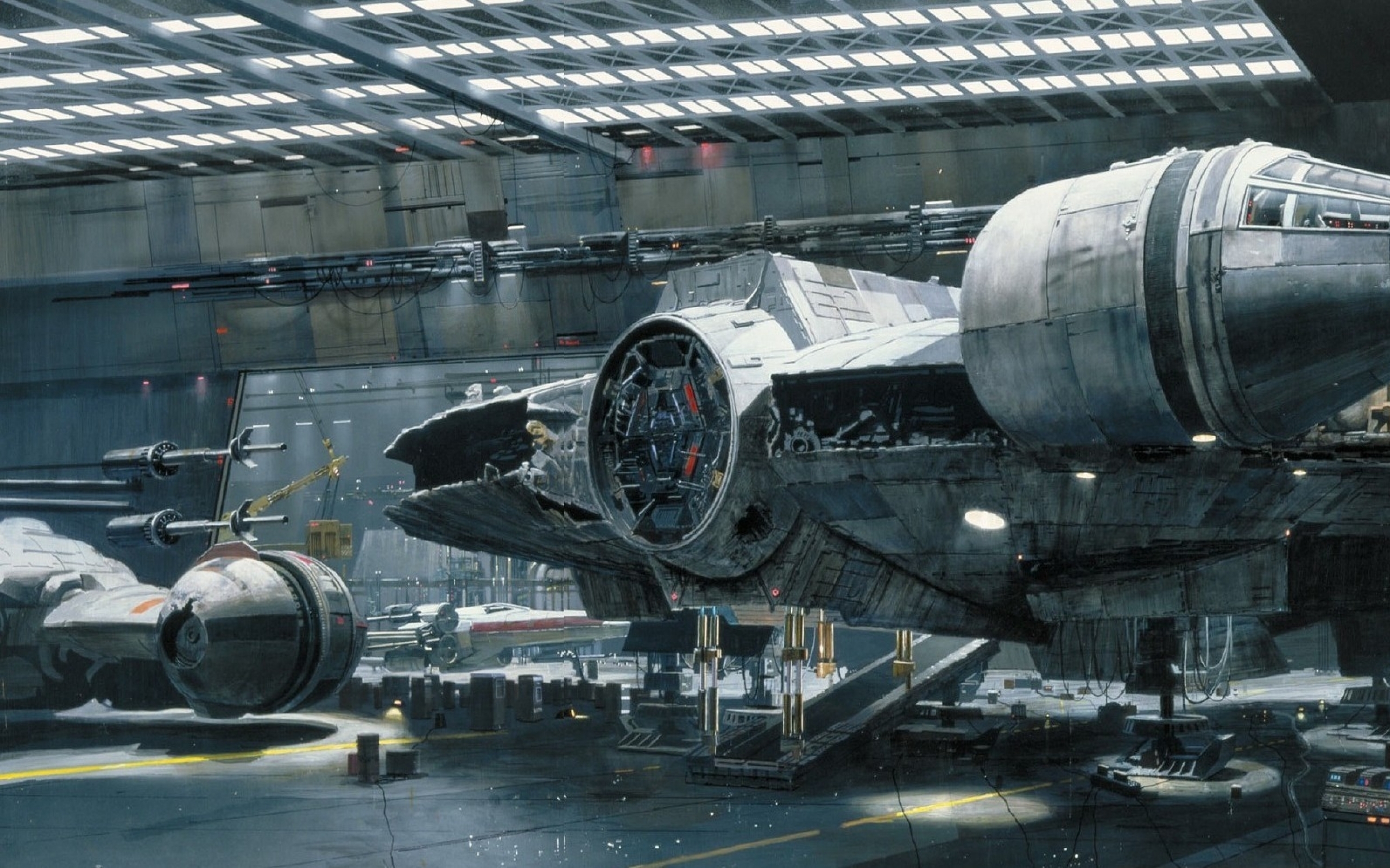 Star Wars Millenium Falcon Hoth Hangar X Wing Wallpaper Art