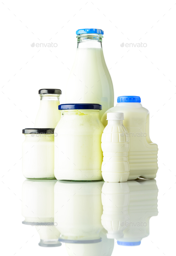 Dairy Products On White Background Stock Photo By Oizostudios