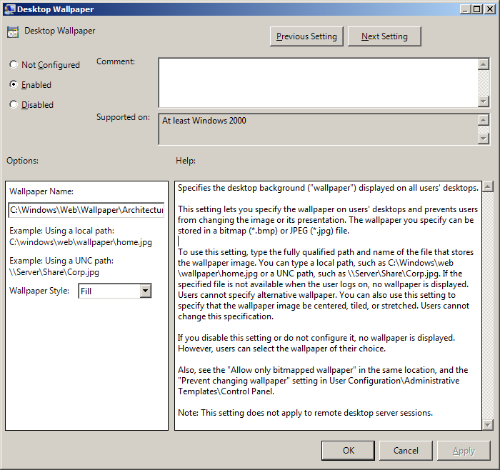 Free download Deploy Desktop Background Wallpaper using Group Policy