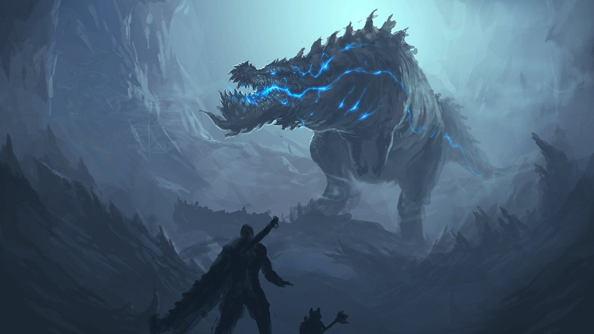 Blue And Black Dragon Wallpaper Creature Teeth Monster Hunter